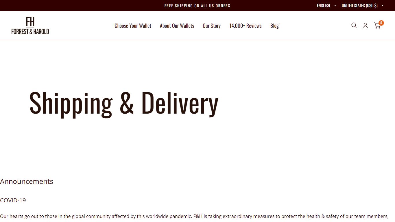 Shipping & Delivery – Forrest & Harold